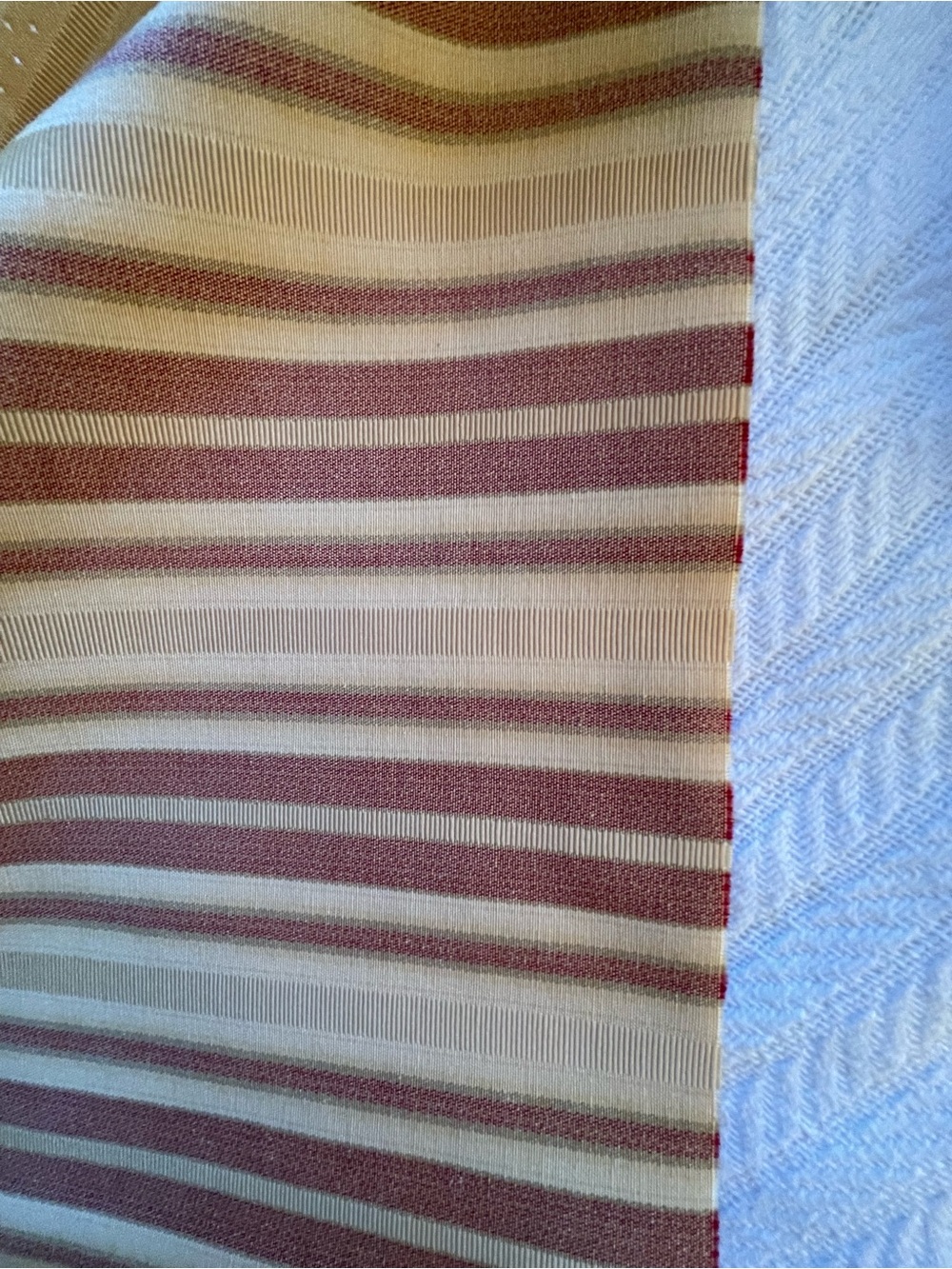 Burgundy Cream Gold Striped Woven Decorator Fabric 57” x 37” - Picture 6 of 7